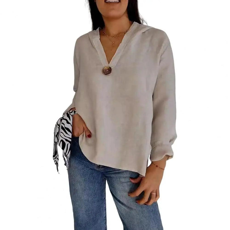 [COMPRE 1 E LEVE 2] Camisa Astrid™ em Linho de Algodão com Capuz / Design Chique, Caimento Solto e Proteção Contra o Sol!