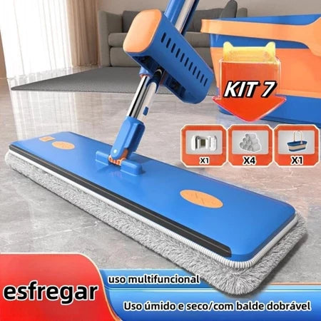 KIT 7 Conjunto De Esfregão E Balde Dobrável De Microfibra Com Raspador De Desaguamento